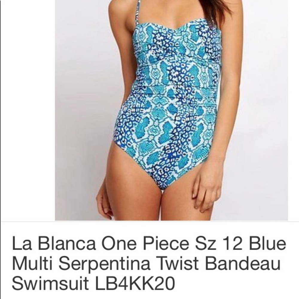 LaBlanca Blue Multi Serpentina  Bandeau Swimsuit